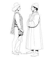 A coloring page of renaissance clothing